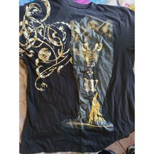 Authentic Tradition Vintage Wolf Rhinestone T shirt